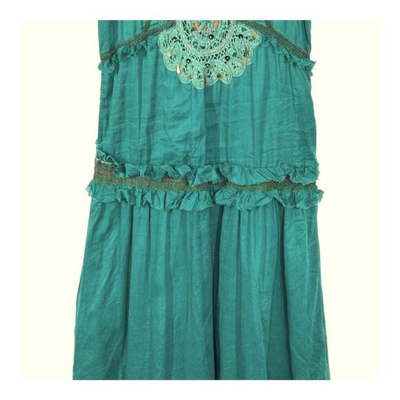 Urban Outfitters Lux Steampunk Victorian Green Ruffle Midi Dress Size 5 - Picture 6 of 16